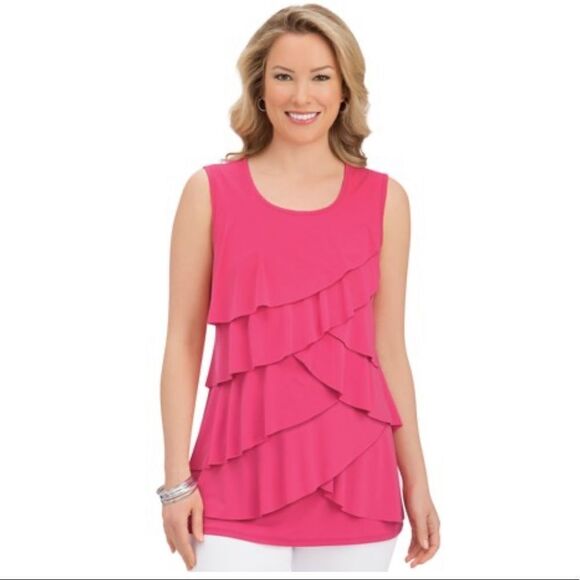 ✨ Apt.9 Purple Fuschia Fiery Ruffled Top✨ - Picture 1 of 3